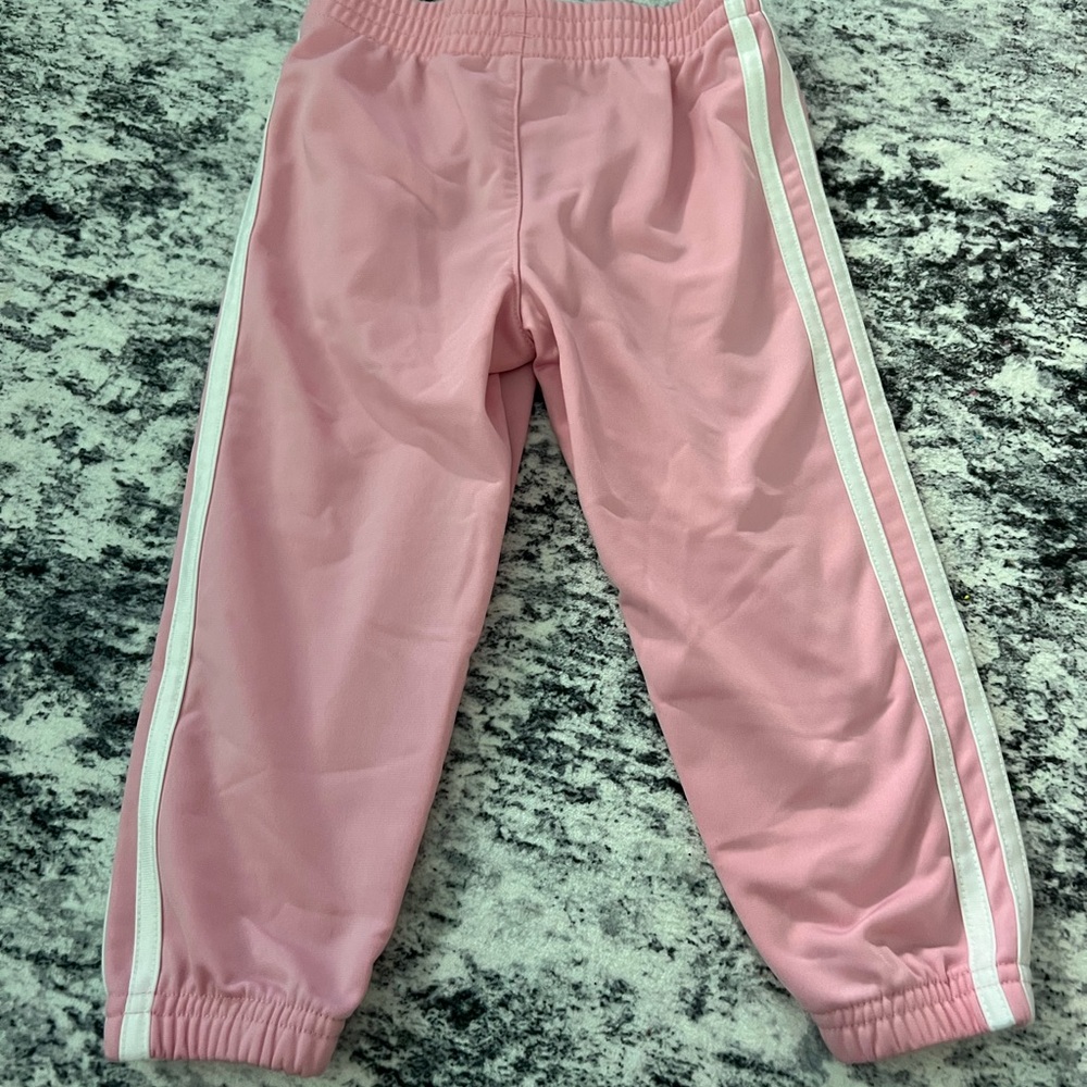 2T Adidas Kids Pink and White Joggers with Elastic Cuffs - Picture 4 of 4